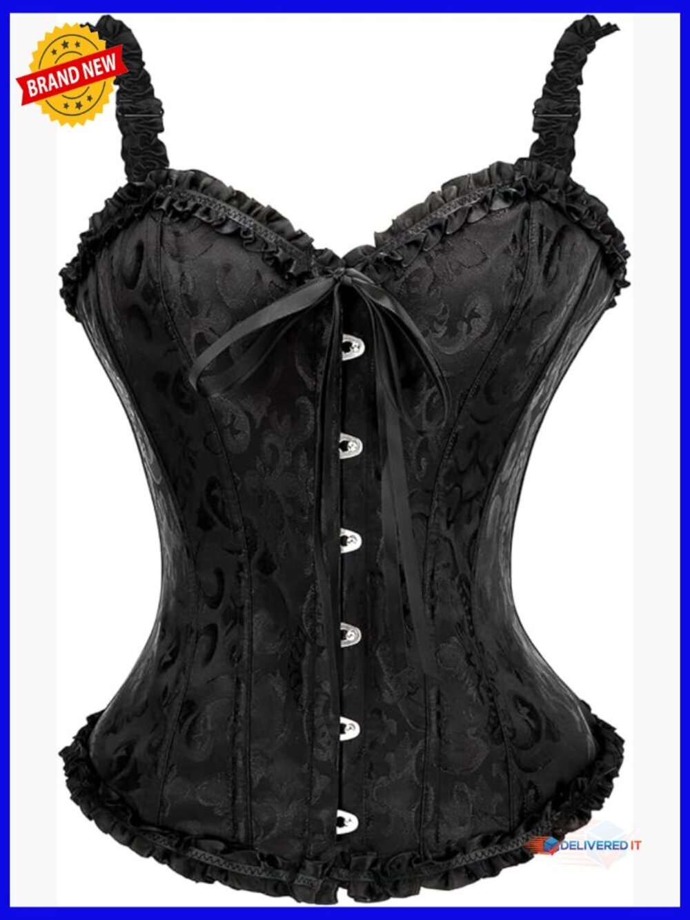 Vintage Floral Lace Up Corset Bustier Top Overbust Gothic